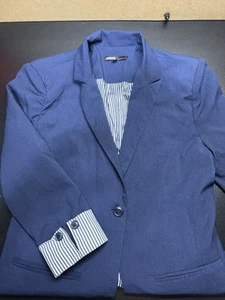 Love Culture Women's Solid Blue One Button Blazer Jacket Size Small 0240 - Picture 1 of 7