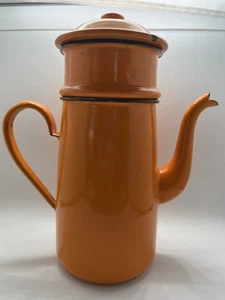 Cafetera de goteo francesa Biggin naranja esmaltada vintage - Imagen 1 de 13