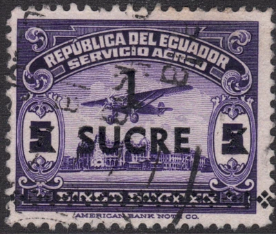 1955 Ecuador - SC# C287 - F - No. C29 Surcharged in Black - Used - Image 1 of 2