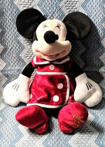 Juguete de peluche Disney Store Minnie Mouse Navidad 2014 edición limitada sin arco - Imagen 1 de 3