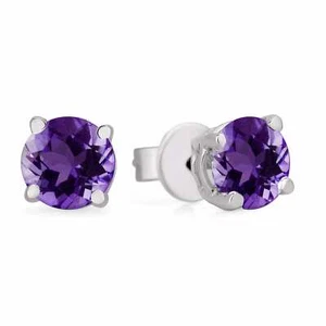 0.5 CT Amethyst SCREWBACK BASKET STUD EARRINGS SOLID 14K WHITE GOLD - Picture 1 of 1