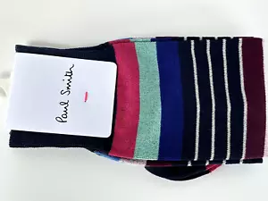 New Paul Smith Men's Socks Striped Multi Colored Cotton - Picture 1 of 13