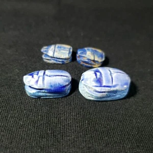 Vintage Egyptian Faience Scarab Beetle Ceramic Pendant Parts Lot - Picture 1 of 5
