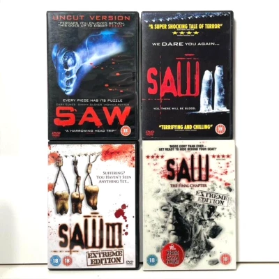 Saw 4 DVD Film Bundle inc Saw 1 2 3 + The Final Chapter Scary Horror Movies - Image 1 of 4