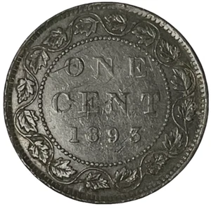 1893 Canadian Large One Cent Coin Canada Queen Victoria 1c Penny KM# 7 Lot C3-23 - Picture 1 of 8