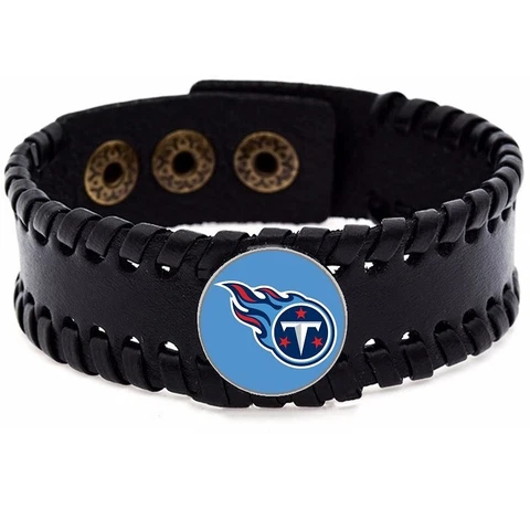 Tennessee Titans Mens Womens Adjustable Black Leather Bracelet Jewelry Gift D8 Cover