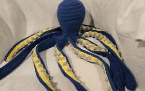 Crochet Amigurumi Octopus Blue/Yellow Handmade Decor Or Stuffy Toy - Picture 1 of 7