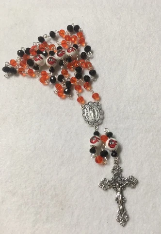 BALTIMORE ORIOLES ROSARY ORNAMENT NECKLACE JEWELRY GLASS BEAD BASEBALL LOGO MLB Cover