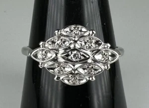 Antique Lovebright 14k White Gold Diamond Ring Wedding Engagement Marquise Shape - Picture 1 of 16