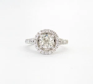 14K White Gold GIA .93ct Cushion Diamond Halo Engagement Ring P560-Fox1355 - Picture 1 of 14