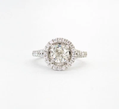 14K White Gold GIA .93ct Cushion Diamond Halo Engagement Ring P560-Fox1355 - Image 1 of 4