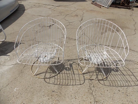 pair barrel swivel rocker Vintage Homecrest Patio Chair MCM maybe Bottemiller? Cover