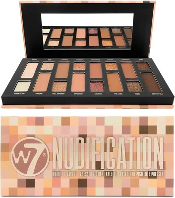 W7 Nudification Pressed Pigment Palette 16 High Impact Nude Colors Flawless - Image 1 of 4