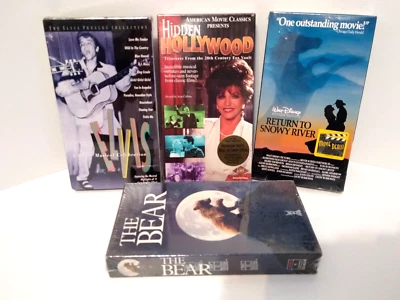 Elvis, Hidden Hollywood, Return to Snow River, The Bear VHS lot New! Sealed - Image 1 of 4