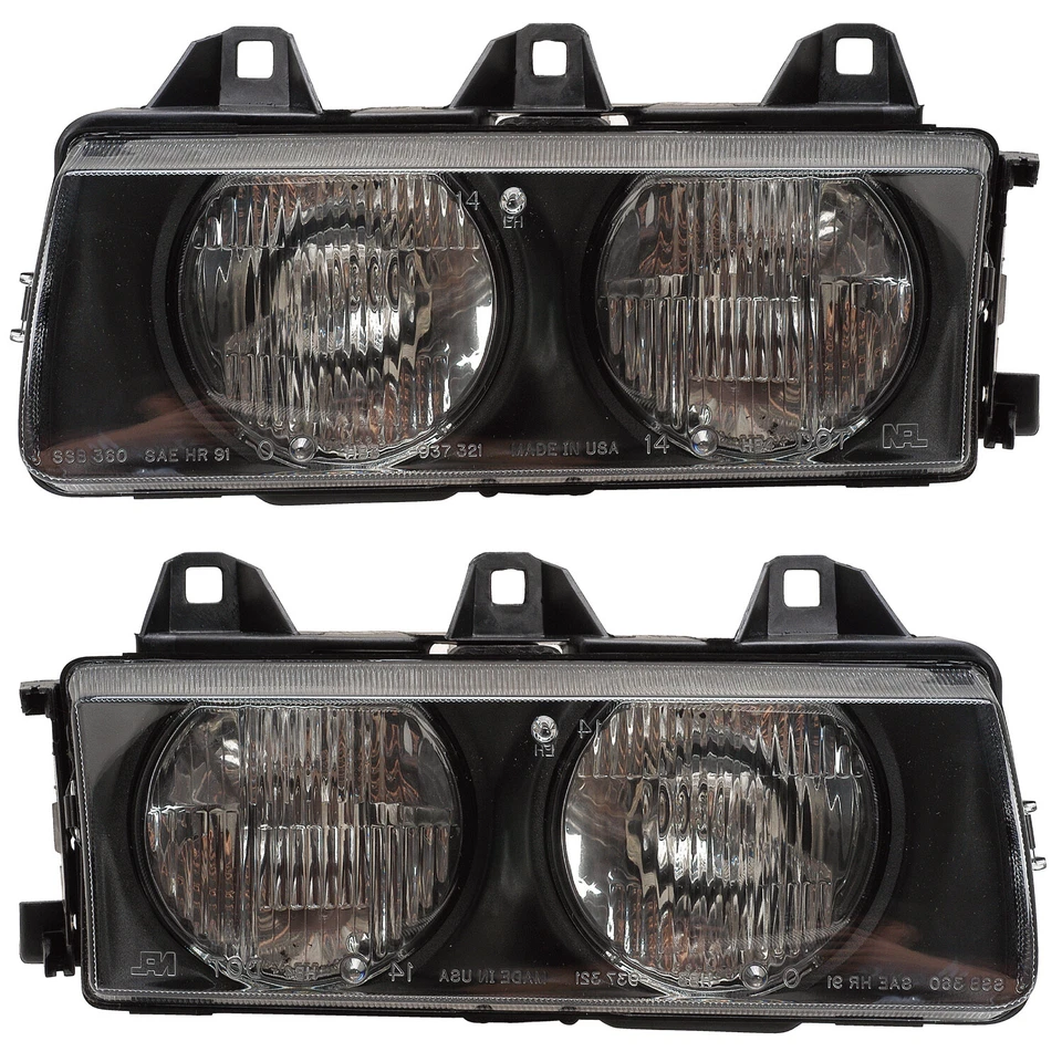 Headlights Front Lamps Pair Set for 92-98 BMW 3 Series/E36 Left & Right - Image 1 of 1