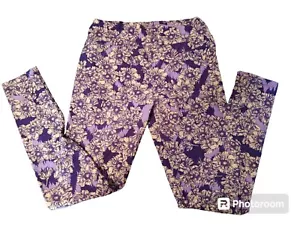 Leggings LuLaRoe OS Talla Única Púrpura Floral Flores Informales - Imagen 1 de 5