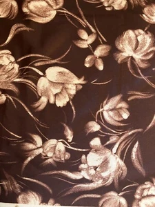 Vtg 1970s Polyester Knit Lycra Fabric Brown Floral Print  1 1/2 yard 64" wide - Picture 1 of 4