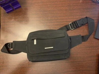 Cartera/cartera cintura vintage, negra, 11 bolsillos, gamuza sintética, ajustable hasta 40" Foto 1 de 4