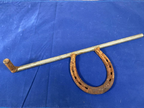 Vintage Gate Slide Bolt w/ Attached Horseshoe Handle ~ Farm, Ranch, Country Gate Cover