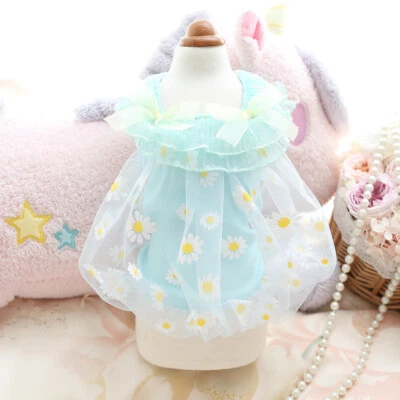 Summer Cool Pet Dog Cat Clothes Flower Bow Fairy Teddy Maltese Small Dog Dress - Image 1 of 4