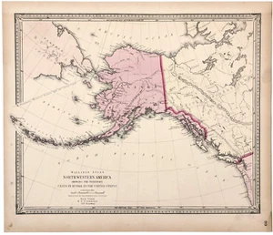 1868 ALASKA Map ORIGINAL (15x12) Russian Villages - NEW ARCHANGEL - SITKA - Picture 1 of 5