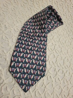 Gravata Beaufort Vintage 100% Seda Masculina Gola Vermelha Prêmio Padrão Ovelha - Imagem 1 de 4