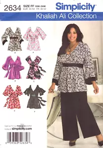 Simplicity 2634-Mujer Cuello en V-Imperio-Jersey Top con Manga Variaciones 18W-24W - Imagen 1 de 5