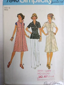 Dress Jumper Top Sleeveless 12 Simplicity 7840 Sewing Pattern UC VTG A Line Tent - Picture 1 of 7