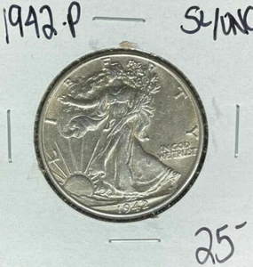 Medio dólar de plata Walking Liberty 1942-P ~ SL/UNC ~BONITA MONEDA~ - Imagen 1 de 2
