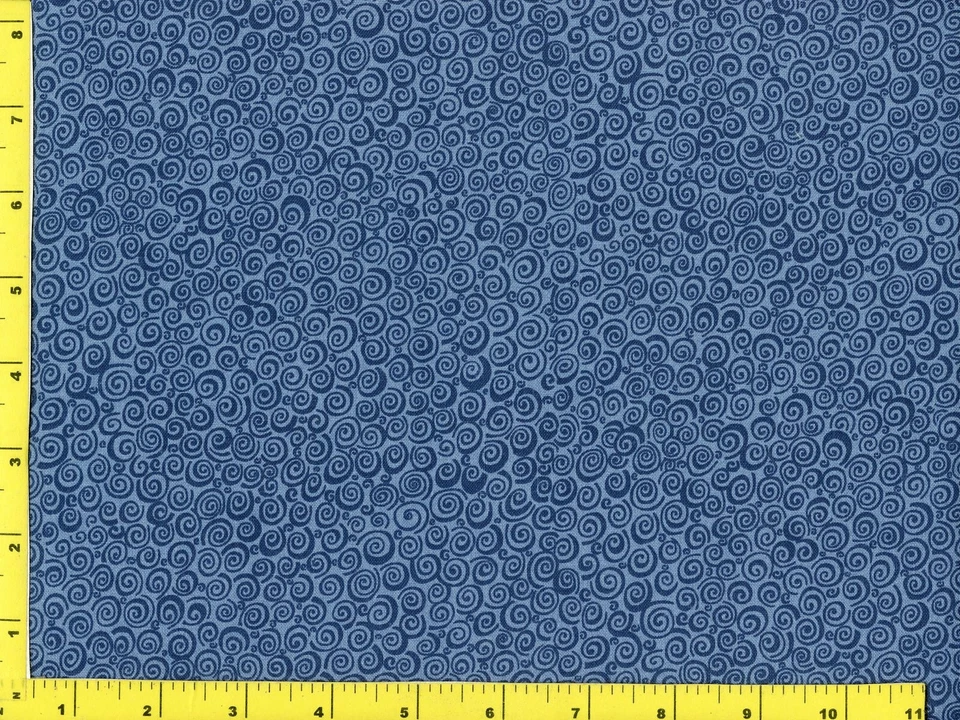 MDG Dark Blue Spiral Curls on Blue Quilting Sewing Fabric by Yard #307