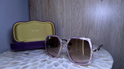 Sonnenbrille Gucci GG0106S 004 Flieder Braun mit Etui Designer Luxus - Bild 1 von 4