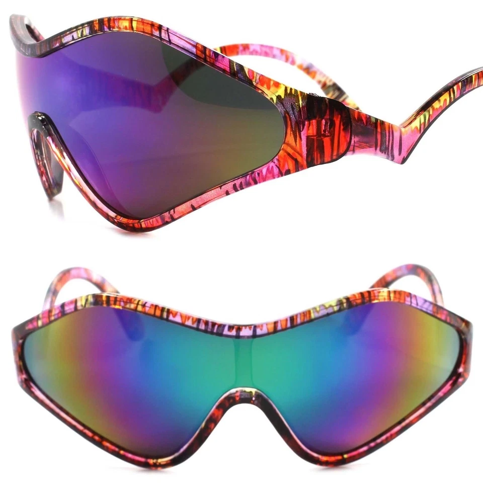 Costume Party Rave Funky Alien Cosplay Retro Futuristic Green Lens Sun Glasses - Image 1 of 1