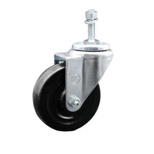 Rueda de servicio de vástago roscada giratoria de 4 pulgadas de rueda de goma dura 10 mm - Imagen 1 de 4