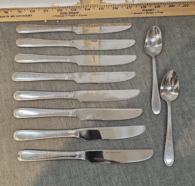 10 piezas cubiertos de acero inoxidable MSE Martha Stewart 8 cuchillos 8 7/8" y 2 cucharas 6 1/4" Foto 1 de 4