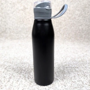 Schwarze isolierte Trinkflasche mit Trageschlaufe und Klappdeckel - Bild 1 von 5