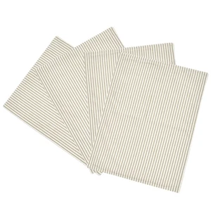 Farmhouse Ticking Stripe Yarn Dyed Placemat 4-Pack, 14" x 19", Neutral - Picture 1 of 8
