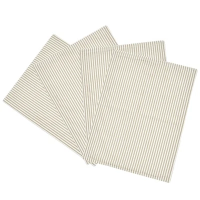 Farmhouse Ticking Stripe Yarn Dyed Placemat 4-Pack, 14" x 19", Neutral - Image 1 of 4