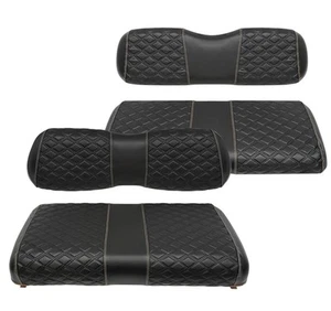 4PCS Golf Cart Front & Rear Seat Cover Kit for Club Car 2000-Up - Black - Picture 1 of 5