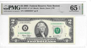 2003* Boston $2 FRN A* Block PMG 65 EPQ Gem Uncirculated (Only 16,000 Printed) - Picture 1 of 2