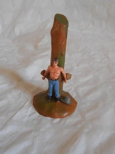 Vintage Plastic figure F.Clairet cowboy tied to a tree 1960s french - Picture 1 of 4