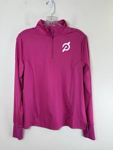 Peloton Top Women Size Medium Pink Logo 1/4 Zip Stretch Spinning Cycling Workout - Picture 1 of 10