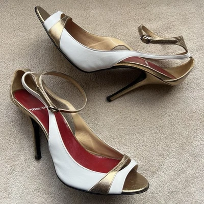 Pierre Hardy Metallic Gold & White Leather Stiletto Heel Pump Women EU 38.5 US 8 - Image 1 of 4