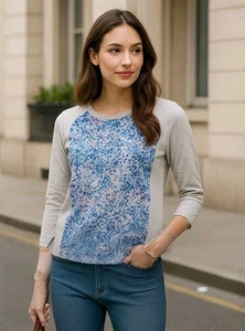 Warehouse Damen Blumenmuster Top 3/4 Arm Größe UK 10 - Bild 1 von 8