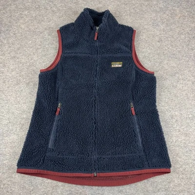 LL Bean Mountain Pile Sherpa Fleece Vest Full Zip Blue Womens Medium M - Image 1 of 4