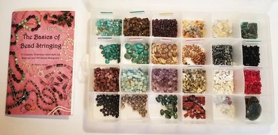 LARGE LOT SEMI PRECIOUS GEMSTONE BEADS & BEAD STRINGING BOOK ~ TURQUOISE / CORAL - Image 1 of 4