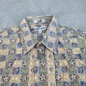 Camisa Pierre Cardin Para Hombres XL Manga Corta Botones Estampado Geométrico Informal - Imagen 1 de 6
