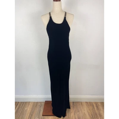 Maxi Vestido Largo Lauren Ralph Lauren Negro Terciopelo Seda Corte Espalda Abierta Para Mujer 8 Foto 1 de 4