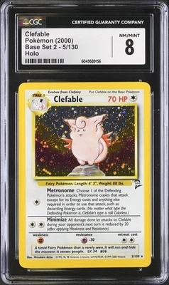 CGC 8 NM MINT Clefable 5/130 Base Set 2 Holo Rare Vintage 2000 Clefable Pokemon - Image 1 of 2