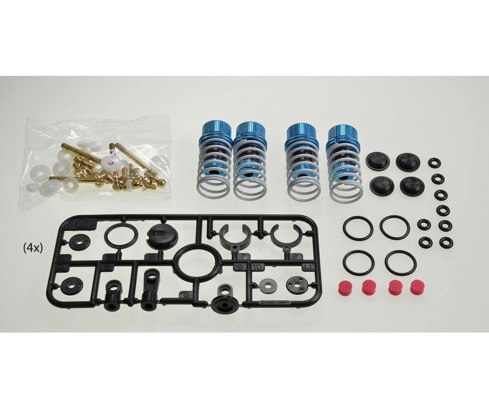 TRF Alu Dämpfer-Set (4) blau Black coat für TT-01, TT-02, TB-02 Tamiya 42102 - Bild 1 von 1