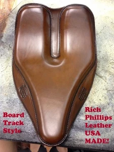 Rich Phillips Leather Board Track Motorcycle Seat Chopper Bobber Harley Davidson - Picture 1 of 1